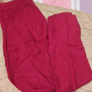 Golden And Maroon Plazo Suit With Dupatta