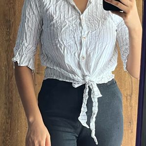 White Crop Shirt