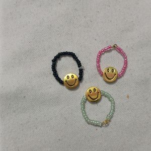 Smiley Rings With Glass Beads