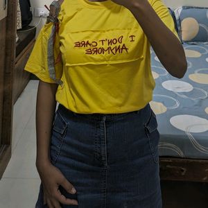 Yellow Top 'i Don't Care Anymore' Quote