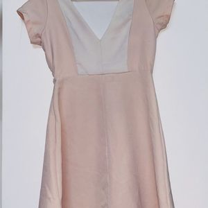 Elegant Pink Peach V Neck Knee Length Dress