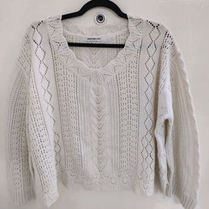 Off White Knit Oversized Sweater