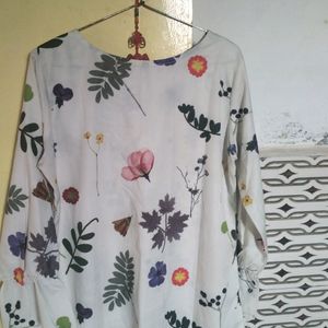 White Top With Flowers Design