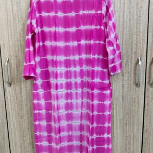 Pink And White Peacock Kurta (L/XL)