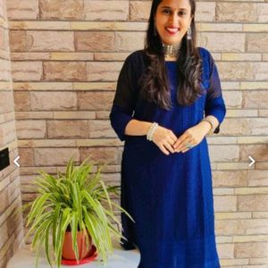 Anouk Chikankari Navy Blue Kurta Palazzo Myntra