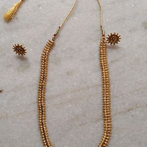 Gold Plated Long Necklace Set