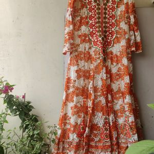 Lace Anarkhali Kurta With Embroidery For Women