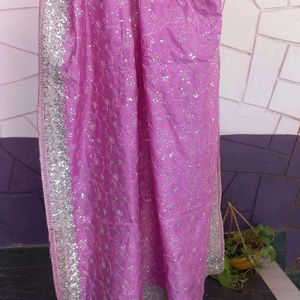 Pink Color Sequence Saree