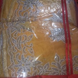 Diwali Special Saree And Blouse With Pearl Work