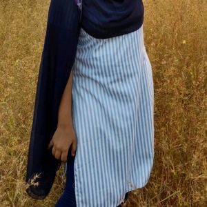 Blue And White Striped Kurti