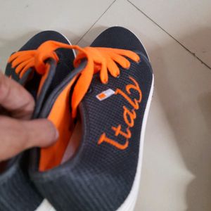 Black Orange Sporty Shoes, Attractive Look