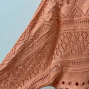 See Through Crochet Peachy Top
