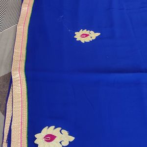 Royal Blue Kdhai Work Saree