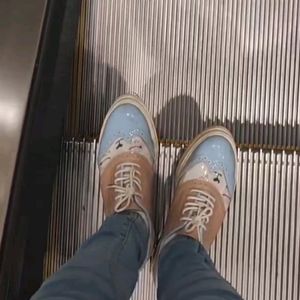 Catwalk Blue Dual-toned Cut-out Sneakers