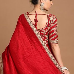 Splendid Dark Red Saree Pre Draped