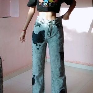 Butterfly Detailing Bootcut Jeans