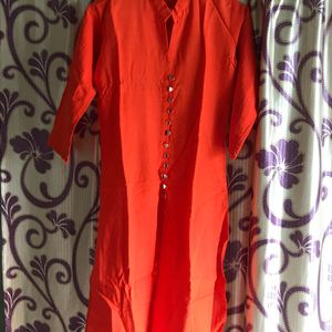 Orange Kurti For Festive Wear