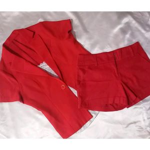 Hot RED blazer Coord Set