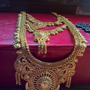 Gold Polished Three Layered  Necklace