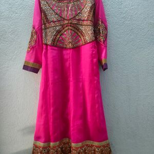 Beautiful Rose Pink Long Gown Suit