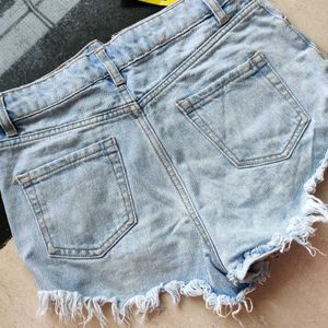 Rugged Denim Shorts .. High Waist