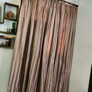 Set Of 2 Door Curtains Silk Blended Pleated