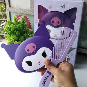 Kuromi Makeup Mirror With Comb - Purple