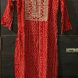 Red Bandhani Kurti