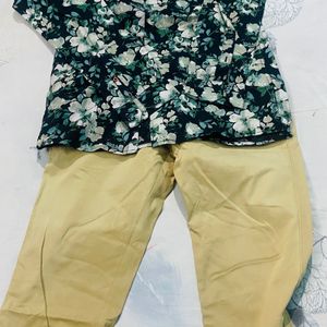 Combo Pants With Floral Shirt