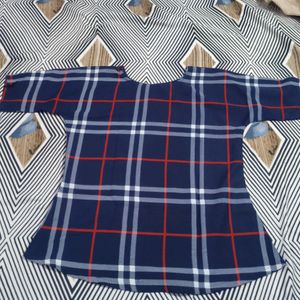 Chequered Blue Casual Top