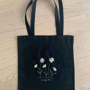 Customisable Hand embroidered Black Tote Bag