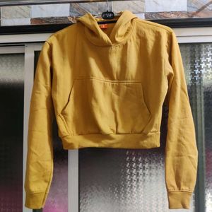 YELLOW CROP HOODIE