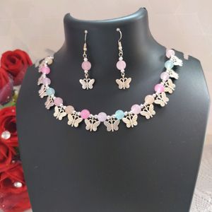 Beautiful Butterfly Pastel Colour Necklace Sets