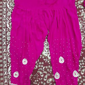 Hot Pink Colour Magenta Suit Salwar With Dupatta