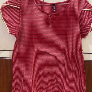 Shyla Red Top White Strips Size Xl