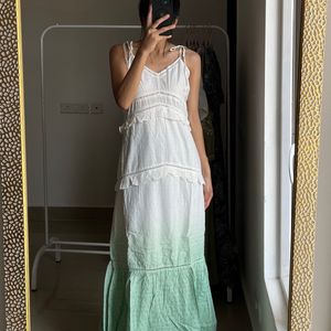 Cut Sleeve Ombre Cotton Maxi Dress