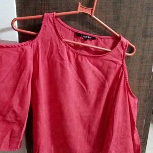 Pink Cold Shoulder flare sleeves top