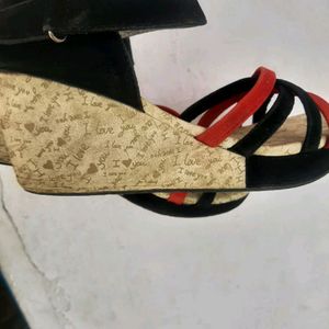 Black Red Block Heels