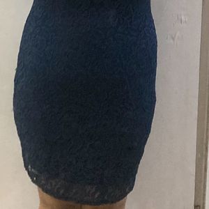 Net Navy Blue Short Dress