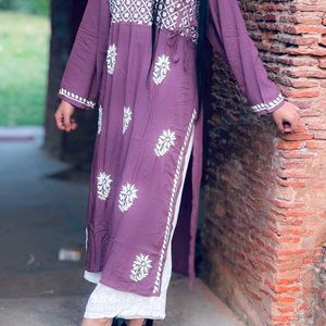 ANGRAKHA TYPE CHIKANKARI MODAL COTTON KURTI