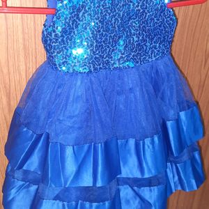 Blue Sequin Frock For Baby Girl