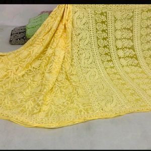 Chikan Full Embroidery Saree