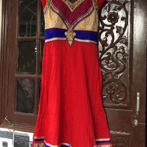 Blue And Red Kurti Set