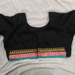 Black Blouse With Colour Border,3/4th Sleeves