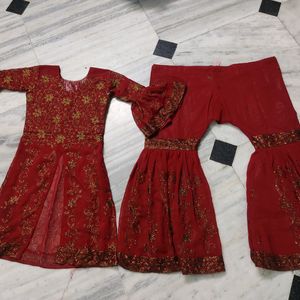 Heavy Garara Set With Open Frock Style Kurti