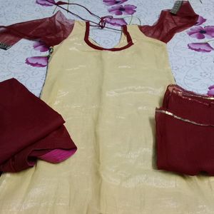 Net Embroidery Kurta Set