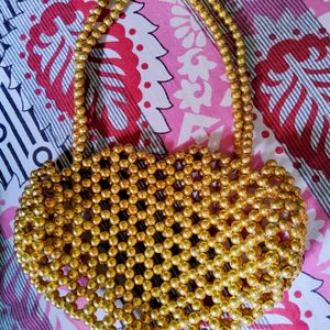 Golden Pearls/Beads Handmade Purse