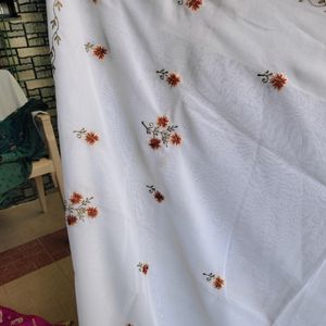 Flower Design White Saree