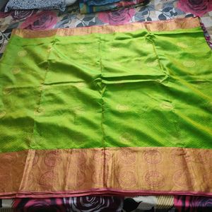 Green And Pink Silk Saree