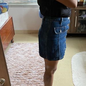 Front Bottom Denim Skirt